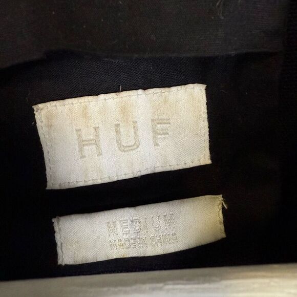 Huf Mfg Co Worldwide Mens Size Medium Button Front Denim Jean Shirt Jacket Black - Picture 3 of 9